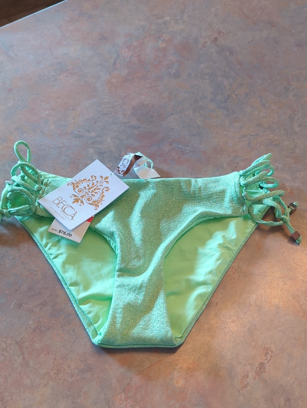 BECCA Shimmery Mint Green Tie-Side Bikini Bottom